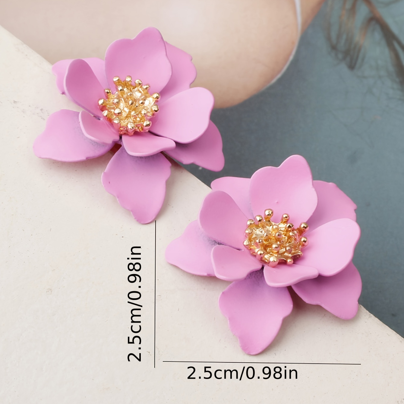 Matte Painted Flower Earrings Sweet Natural Style Ethnic Studs